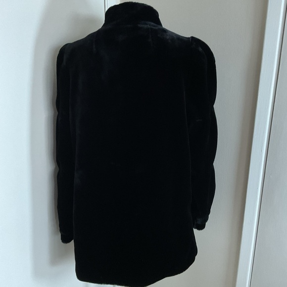 Vintage Borgessa Casper Black Faux Fur Plush Mid-Length Coat Jacket M/L Luxury - Picture 6 of 7